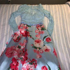 Floral 2-Piece Prom Dress